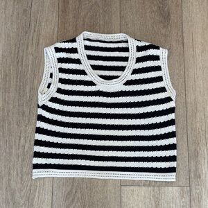 Commense Black and White Striped Tank Top